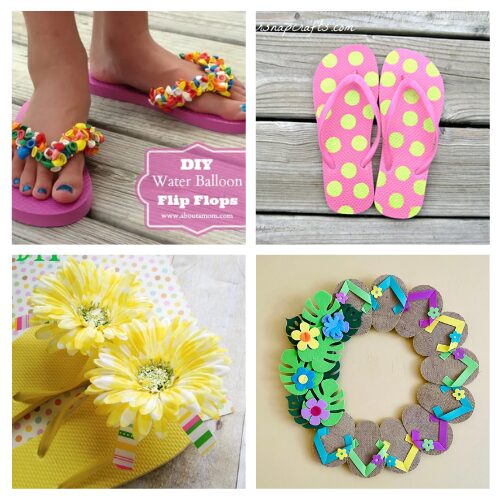 16 Fun Flip Flop DIYs- Get ready for summer with these fun flip flop crafts! Whether you’re upcycling an old pair or personalizing new ones, these DIY projects are perfect for adding a creative touch to your summer decor and summer wardrobe. From decorative wreaths to hand-lettered flip flops, these ideas are great for all ages. | #FlipFlopCrafts #SummerDIY #CraftingIdeas #upcycle #ACultivatedNest