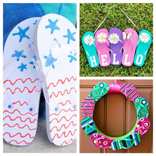 16 Fun Flip Flop Crafts- Get ready for summer with these fun flip flop crafts! Whether you’re upcycling an old pair or personalizing new ones, these DIY projects are perfect for adding a creative touch to your summer decor and summer wardrobe. From decorative wreaths to hand-lettered flip flops, these ideas are great for all ages. | #FlipFlopCrafts #SummerDIY #CraftingIdeas #upcycle #ACultivatedNest