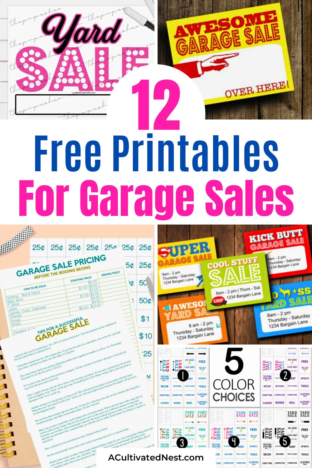 12 Handy Garage Sale Free Printables- Hosting a garage sale? Don’t miss out on these essential garage sale free printables to streamline your sale. Perfect for pricing, signage, and more. Click to download and get ready to sell like a pro! | #GarageSaleTips #FreePrintables #Declutter #yardSaleTips #ACultivatedNest
