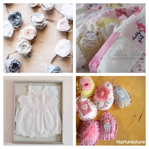 16 Adorable Ways to Repurpose Baby Clothes- Looking for creative ways to repurpose your little one's outgrown baby clothes? These adorable upcycling ideas will let you cherish those memories in a whole new way! From keepsake memory bears and quilts to garlands and Christmas ornaments, there's a project here for every sentimental heart. | #UpcycleBabyClothes #DIYProjects #BabyKeepsakes #upcycling #ACultivatedNest