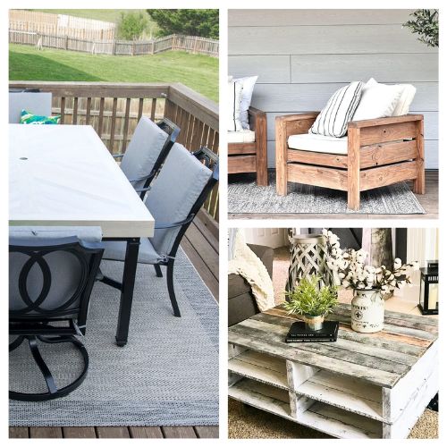 16 Easy DIY Outdoor Furniture Projects for Summer- Transform your backyard into an outdoor oasis this summer with these easy DIY outdoor furniture projects! From pallet couches to colorful chair makeovers, you'll find a variety of ideas to upgrade your patio or garden. Perfect for summer weekends! | #DIY #OutdoorFurniture #SummerProjects #diyProjects #ACultivatedNest