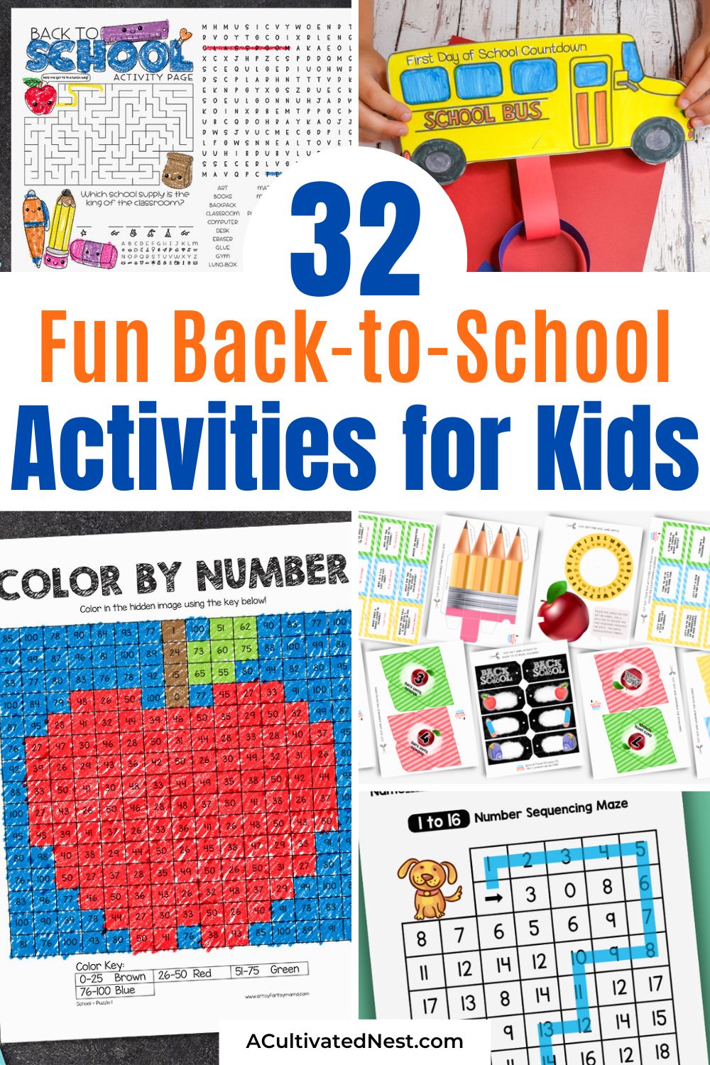 32 Fun and Educational Back-to-School Activities for Kids- Looking for engaging back-to-school ideas? Check out these back-to-school activities for kids that combine fun with learning! From crafts to educational games, these ideas will make the transition back to school a breeze. | #EducationalActivities #ParentingTips #freePrintables #backToSchool #ACultivatedNest