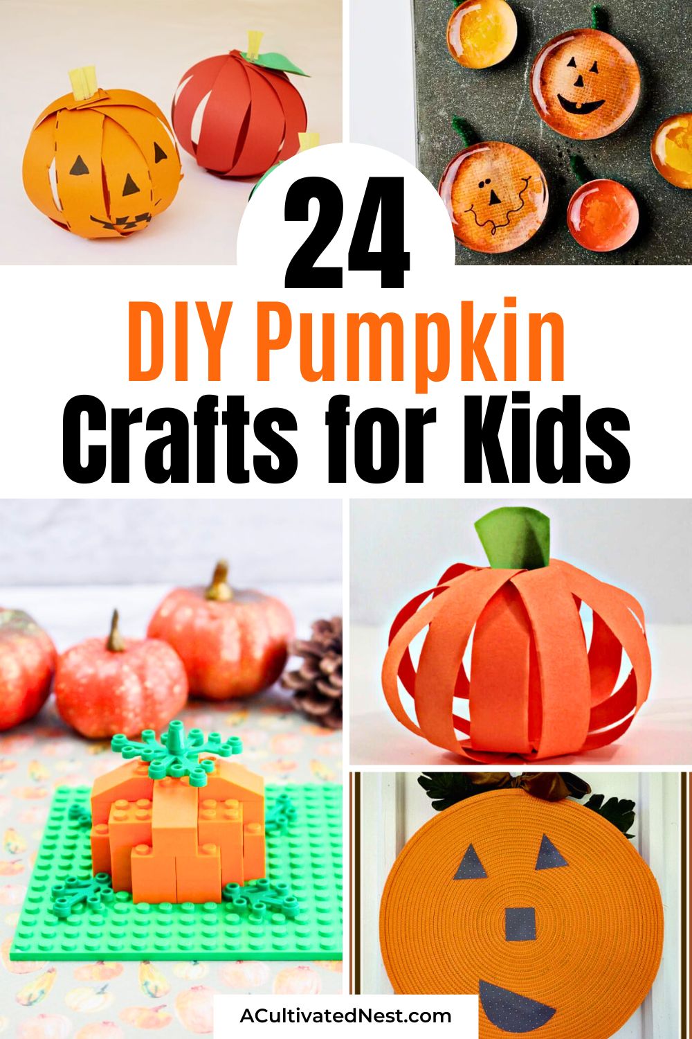 24 DIY Pumpkin Crafts for Kids- Get into the fall spirit with these DIY pumpkin crafts for kids! Perfect for little crafters of all ages, these projects are simple, fun, and festive. Discover easy-to-follow tutorials that will help you and your kids create adorable pumpkin-themed decorations. | #kidsCrafts #kidsActivities #fallDIYs #pumpkinDIYs #ACultivatedNest