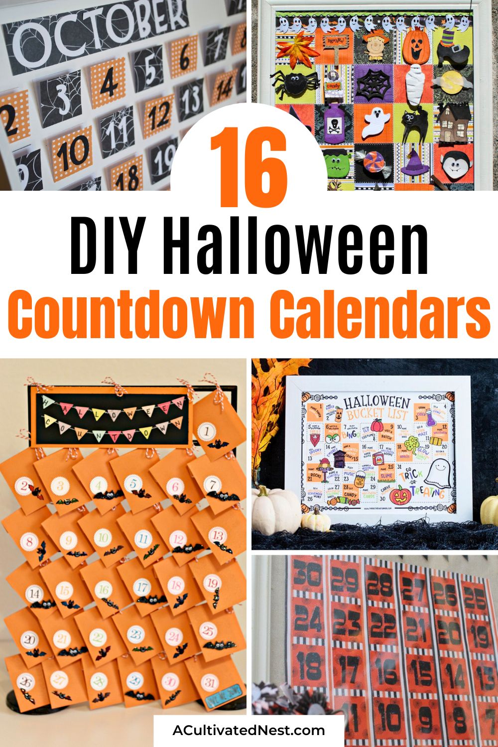 16 Interactive DIY Halloween Countdown Calendars- Looking for a fun way to build up the excitement for Halloween? Check out these DIY Halloween countdown calendars! Packed with interactive and creative ideas, these countdowns are perfect for kids and adults alike. Get ready to make this Halloween season unforgettable! | #HalloweenDIY #crafting #DIY #countdownCalendar #ACultivatedNest