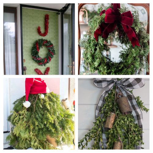 16 Easy Christmas Front Door DIYs You’re Sure to Love- Get your front door holiday-ready with these easy and stunning Christmas front door DIYs! From elegant wreaths to festive swags, there’s something here for every style. Click through for step-by-step tutorials from your favorite bloggers. Your holiday guests will be wowed! | #ChristmasDIY #HolidayDecor #diyProjects #ChristmasWreaths #ACultivatedNest