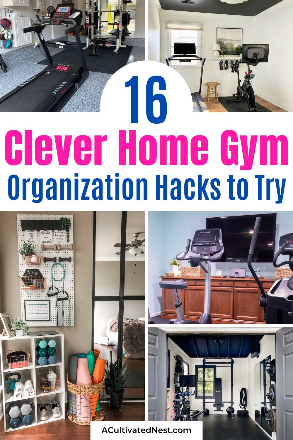 16 Clever Home Gym Organization DIY Ideas- Looking for budget-friendly ways to organize your home gym? Check out these genius DIY ideas! Create a stylish and functional workout space with clever storage solutions, small-space tips, and inspiring transformations. Perfect for any fitness enthusiast! | #HomeGymOrganization #DIYProjects #SmallSpaceGym #homeGym #ACultivatedNest