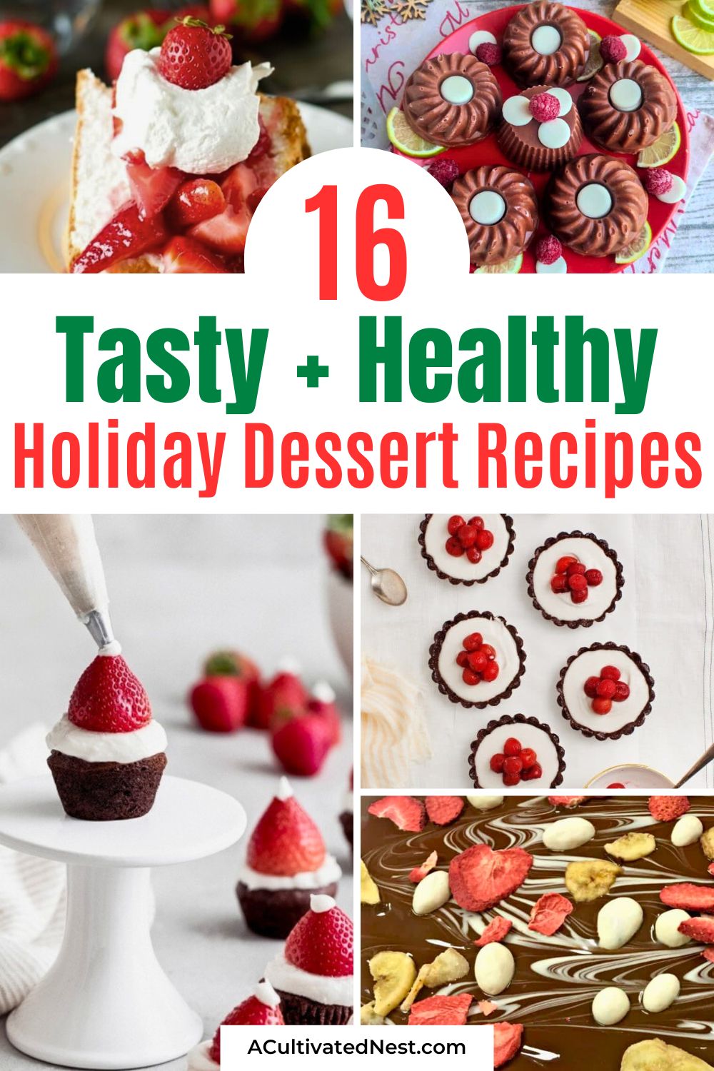 16 Tasty and Healthy Holiday Dessert Recipes- Indulge in holiday cheer without compromising your health! These tasty and healthy holiday dessert recipes are the perfect guilt-free treats. From vegan cookies to gluten-free pies and dairy-free brownies, this list features easy-to-make recipes your family and friends will love! Bake up something healthy yet delicious this festive season! | #HealthyDesserts #HolidayRecipes #CleanEating #dessertRecipes #ACultivatedNest