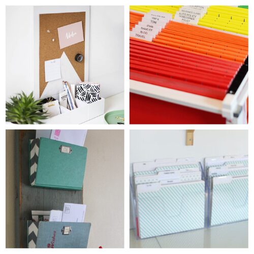 16 Home Office Organization DIY Projects for Tax Time- Get ready for tax season with these genius home office organizing tips! From DIY filing systems to clever ways to declutter paperwork, these easy ideas will help you create a stress-free and productive workspace. Say goodbye to paper chaos and hello to organization! | #HomeOffice #OrganizationTips #TaxSeasonPrep #organizingHacks #ACultivatedNest