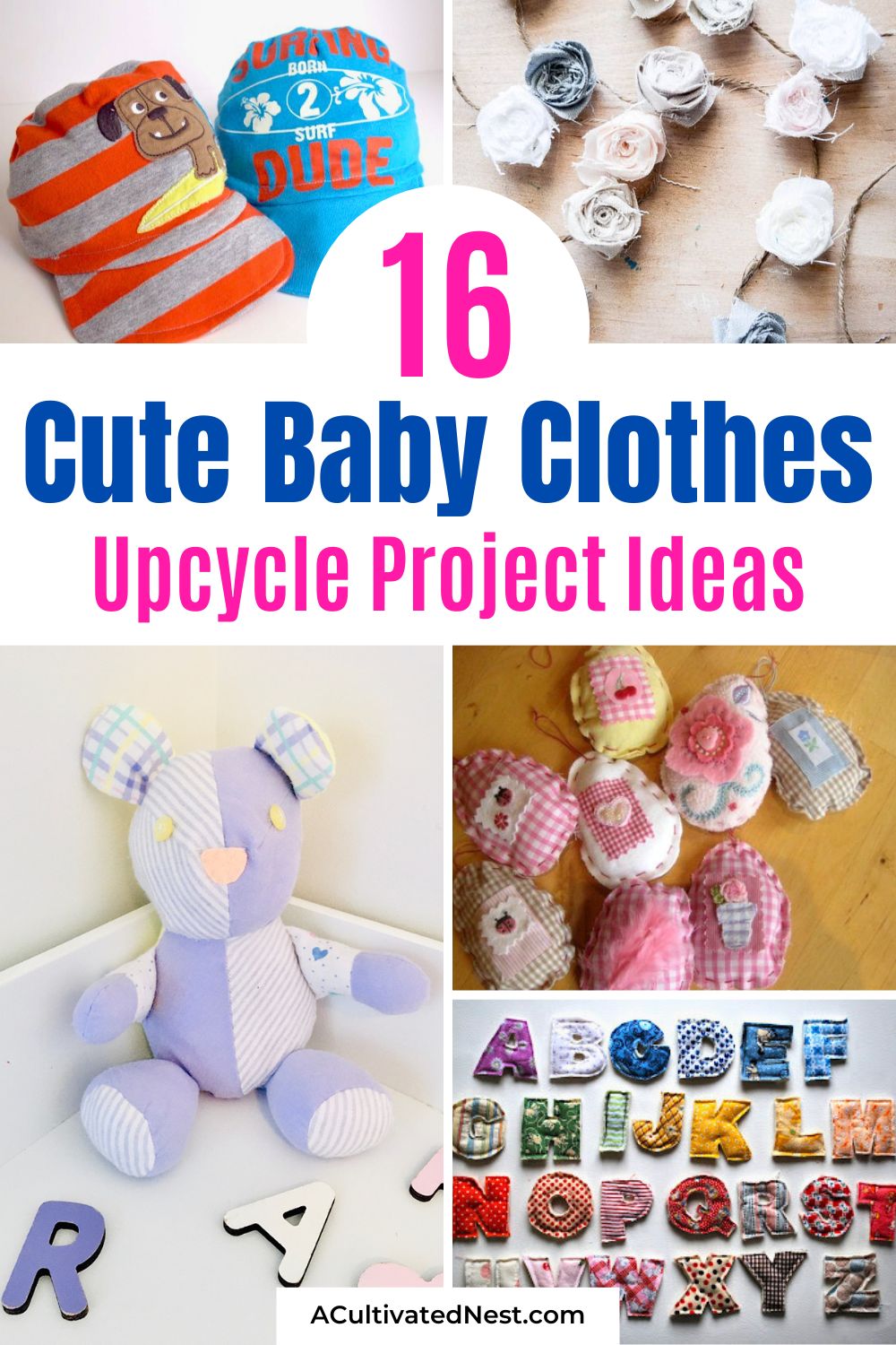 16 Adorable Ways to Upcycle Baby Clothes- Don't let your baby's clothes sit in storage—turn them into meaningful keepsakes! Check out these adorable upcycling ideas, including memory quilts, shadow boxes, plush toys, and more. Perfect for preserving those special memories while crafting something beautiful and functional! | #BabyClothesUpcycle #CraftProjects #SewingIdeas #repurposing #ACultivatedNest