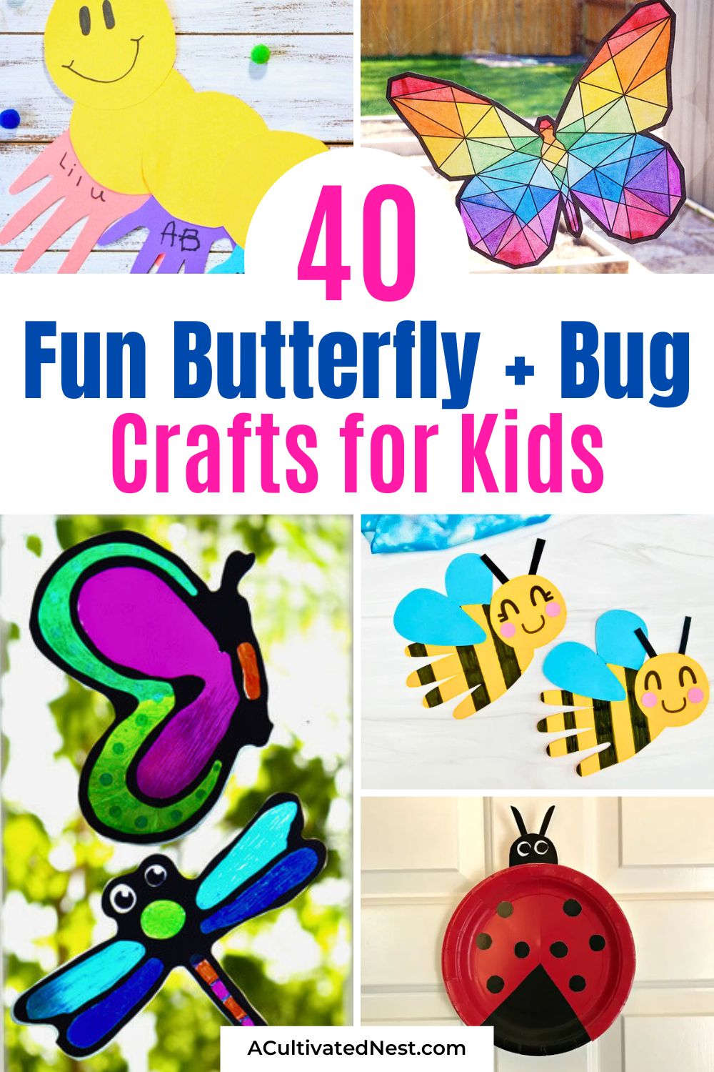 40 Butterfly and Bug Crafts Kids Will Love This Spring- Need fun and easy craft ideas for kids this spring? Check out this list of butterfly and bug crafts that your little ones will absolutely love! Includes creative projects like popsicle stick dragonflies, coffee filter butterflies, and ladybug tissue crafts. Perfect for keeping the kids entertained while celebrating the beauty of springtime! | #CraftsForKids #SpringActivities #BugCrafts #DIYKidsCrafts #ACultivatedNest