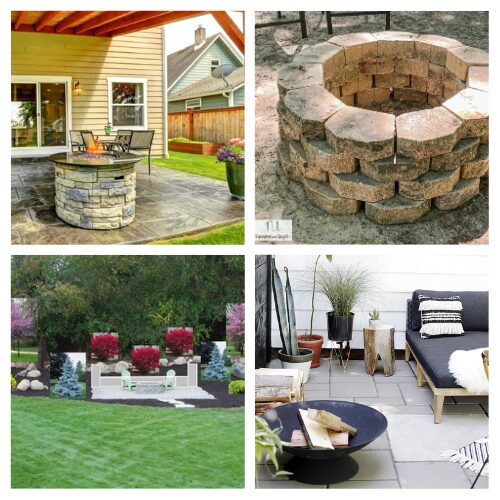 16 Fire Pit DIY Projects for Cozy Summer Evenings- Skip the expensive professional landscaper and build your own dream fire feature! Whether you love a modern square concrete design, a classic round paver ring, or a simple pea gravel seating area, these clever DIY fire pit ideas are perfect for any budget or skill level. Many of these easy backyard projects can be built in a single weekend (or even just an hour!)! | #DIYProjects #WeekendProject #BackyardInspiration #FirePit #ACultivatedNest