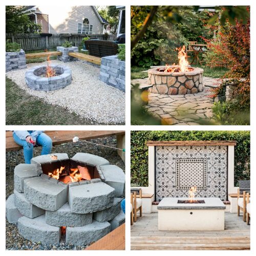 16 DIY Fire Pit Projects for Cozy Summer Evenings- Skip the expensive professional landscaper and build your own dream fire feature! Whether you love a modern square concrete design, a classic round paver ring, or a simple pea gravel seating area, these clever DIY fire pit ideas are perfect for any budget or skill level. Many of these easy backyard projects can be built in a single weekend (or even just an hour!)! | #DIYProjects #WeekendProject #BackyardInspiration #FirePit #ACultivatedNest