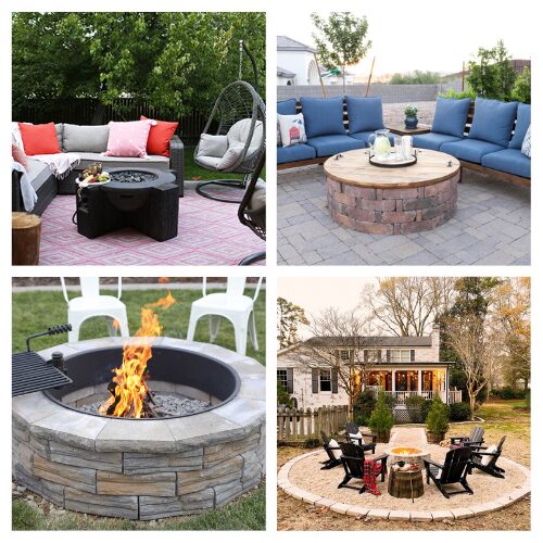 16 DIY Fire Pit Ideas for Cozy Summer Evenings- Skip the expensive professional landscaper and build your own dream fire feature! Whether you love a modern square concrete design, a classic round paver ring, or a simple pea gravel seating area, these clever DIY fire pit ideas are perfect for any budget or skill level. Many of these easy backyard projects can be built in a single weekend (or even just an hour!)! | #DIYProjects #WeekendProject #BackyardInspiration #FirePit #ACultivatedNest