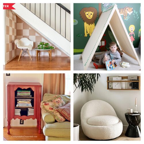16 DIY Reading Area Projects- Turn that unused corner into a peaceful retreat! Discover DIY reading nook projects that are perfect for small spaces, closets, and empty bedroom corners. Whether you love the farmhouse look or modern built-ins, these cozy reading area ideas will help you create the perfect sanctuary to unplug and get lost in a book. | #ReadingNook #DIYHomeDecor #ReadingCorner #BookNook #ACultivatedNest