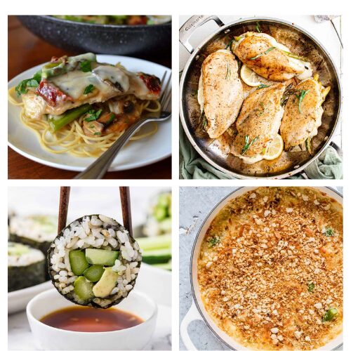24 Delicious Asparagus Recipes for Spring- Looking for creative ways to enjoy asparagus? These delicious asparagus recipes will take your meals to the next level! From savory mains like stuffed chicken to light salads and flavorful sides like cheesy tarts or puff pastry bundles — there's something for everyone. Perfect for dinner, lunch, or even brunch! Save this list and make asparagus the star of your next meal. | #AsparagusRecipes #HealthyEating #EasyMeals #recipes #ACultivatedNest