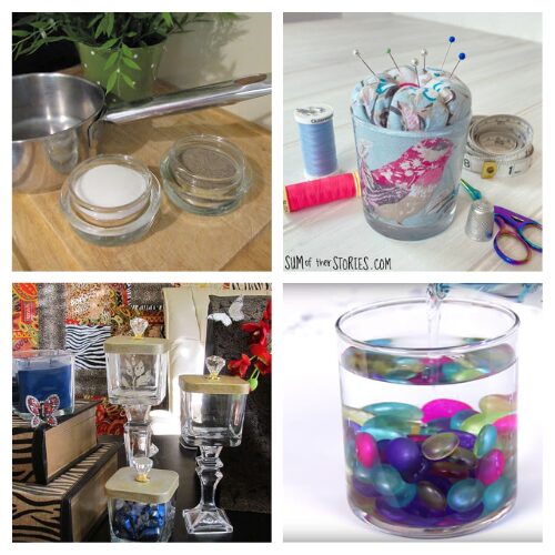 16 Clever DIY Ways to Upcycle Candle Jars- Don’t toss those empty candle jars! Discover clever DIY ways to repurpose candle jars into beautiful home decor, organizers, vases, and more. Upcycle your old jars and add a unique touch to every room. See the full list of easy ideas and get inspired to start crafting today! | #Upcycle #DIYCrafts #Repurpose #HomeDecor #ACultivatedNest