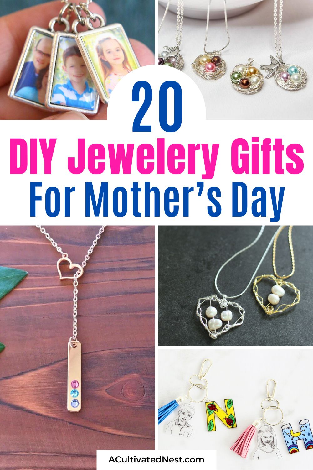 20 DIY Jewelry Gifts for Mother’s Day- Surprise Mom with something truly unique! This list of 20 DIY jewelry gift ideas for Mother’s Day includes beautiful and customizable projects—think resin bangles, fingerprint necklaces, bird nest charms, and more. Each tutorial is simple enough for beginners and fun for all ages. Start crafting the perfect keepsake gift she’ll never forget! | #MothersDayGifts #MothersDay #homemadeGifts #diyJewelry #ACultivatedNest