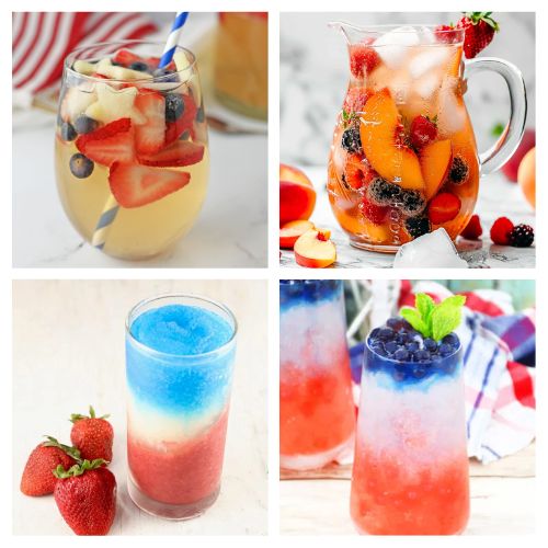 24 Delicious Red, White, and Blue Drink Recipes- Looking for festive drink ideas for your Memorial Day party? Discover delicious and refreshing beverages—mocktails, cocktails, slushies, sangrias, and more! Perfect for summer celebrations and patriotic gatherings. | patriotic drink recipes, #MemorialDayDrinks #SummerParty #DrinkRecipes #FourthOfJulyRecipes #ACultivatedNest