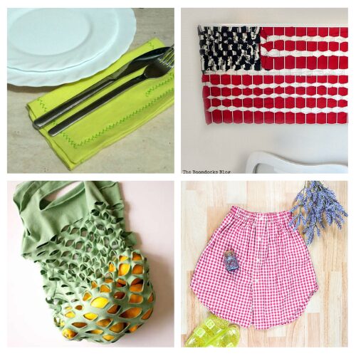 16 Clever Repurposed Summer Clothing DIYs- Don't throw away those old clothes! Give your closet castoffs a gorgeous second life this summer with these clever upcycling crafts. From trendy t-shirt bracelets and necklaces to beautiful braided headbands, these easy DIY tutorials turn old threads into stunning new accessories. | #UpcycledClothing #DIYFashion #TrashToTreasure #CraftsForSummer #ACultivatedNest