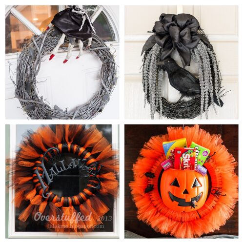 16 Spooky Fun Halloween DIY Wreaths- Transform your front porch into the spookiest spot on the block with these unique DIY Halloween wreaths! From witch legs to glowing eyes and creepy crawlies, discover easy tutorials to make your own festive door decor. These crafty ideas are sure to wow trick-or-treaters and Halloween party guests. | #DIYHalloween #HalloweenWreath #HalloweenDecor #CraftIdeas #ACultivatedNest