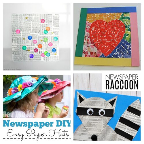 16 Upcycled Paper Kids Crafts- Stuck inside on a rainy spring day? Turn your recycling bin into hours of fun with these creative newspaper and magazine crafts for kids! From giant forts to paper mache bowls, these frugal activities are the perfect way to keep kids entertained during spring break without spending a dime on new supplies. | #SpringBreakIdeas #RainyDayActivities #KidsCrafts #BoredomBusters #ACultivatedNest