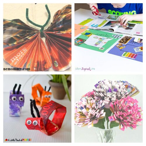 16 Upcycled Paper Kids Crafts- Stuck inside on a rainy spring day? Turn your recycling bin into hours of fun with these creative newspaper and magazine crafts for kids! From giant forts to paper mache bowls, these frugal activities are the perfect way to keep kids entertained during spring break without spending a dime on new supplies. | #SpringBreakIdeas #RainyDayActivities #KidsCrafts #BoredomBusters #ACultivatedNest