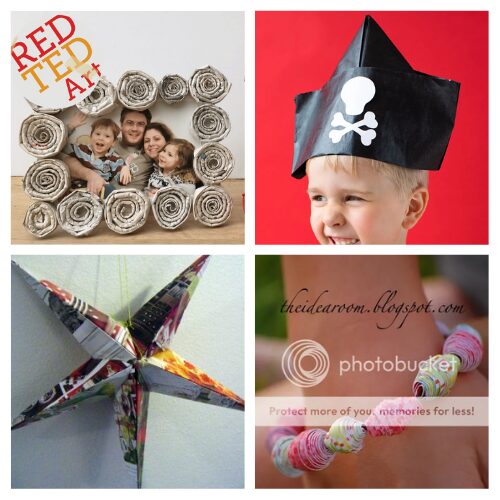 16 Upcycled Paper Kids Crafts- Stuck inside on a rainy spring day? Turn your recycling bin into hours of fun with these creative newspaper and magazine crafts for kids! From giant forts to paper mache bowls, these frugal activities are the perfect way to keep kids entertained during spring break without spending a dime on new supplies. | #SpringBreakIdeas #RainyDayActivities #KidsCrafts #BoredomBusters #ACultivatedNest