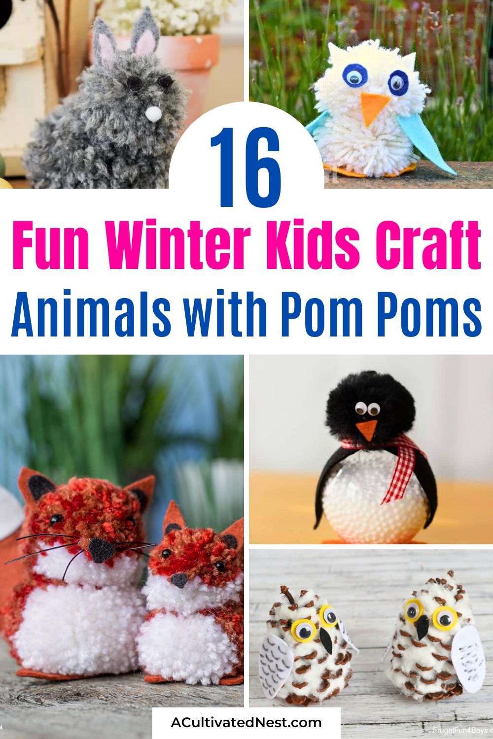 16 Easy Winter Animals Kids Crafts Using Cotton Balls and Pom Poms- Bring the Arctic indoors with these fun winter animal kids crafts! Using cotton balls and pom poms is a fantastic way for kids to practice fine motor skills while learning about polar bears, owls, bunnies, and more! Perfect for a classroom winter theme, a homeschool art lesson, or a cozy afternoon at home. | #HomeschoolMom #WinterCrafts #KindergartenArt #CraftyKids #ACultivatedNest