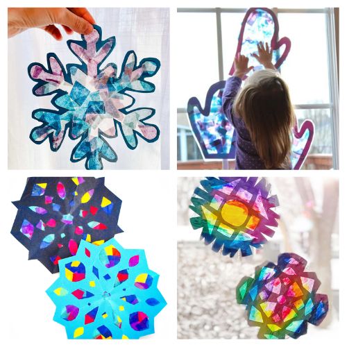 16 Fun Winter Suncatcher Kids Crafts- Bring some sparkle to your winter days with these creative suncatcher crafts for kids! From snowflakes to polar bears, these easy projects are perfect for preschoolers and older children alike. Brighten your windows and keep little hands busy all season long! | #WinterCrafts #SuncatcherCrafts #KidsActivities #CraftsForKids #ACultivatedNest