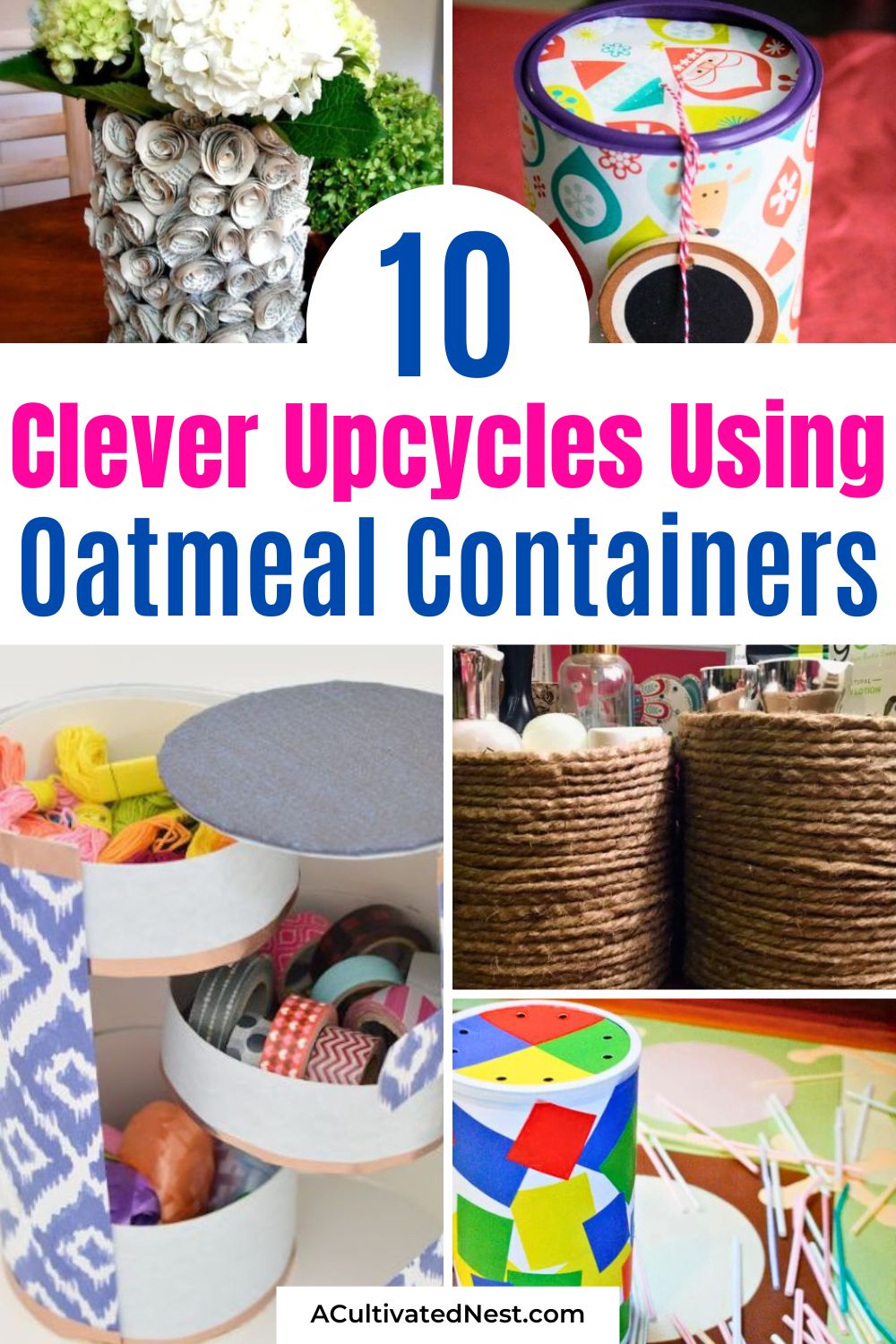10 Clever Ways to Repurpose Oatmeal Containers- Looking for fun and affordable craft ideas for the kids? Turning old oatmeal containers into toys and storage is the ultimate rainy-day activity! This roundup features amazing projects, including DIY marching drums, toy fish tanks, and even a cute toddler straw game. Save money and the planet by upcycling your breakfast containers into playtime treasures. | #KidsCrafts #UpcyclingForKids #RecycledCrafts #Upcycling #ACultivatedNest 10 Clever Ways to Repurpose Oatmeal Containers- Looking for fun and affordable craft ideas for the kids? Turning old oatmeal containers into toys and storage is the ultimate rainy-day activity! This roundup features amazing projects, including DIY marching drums, toy fish tanks, and even a cute toddler straw game. Save money and the planet by upcycling your breakfast containers into playtime treasures. | #KidsCrafts #UpcyclingForKids #RecycledCrafts #Upcycling #ACultivatedNest