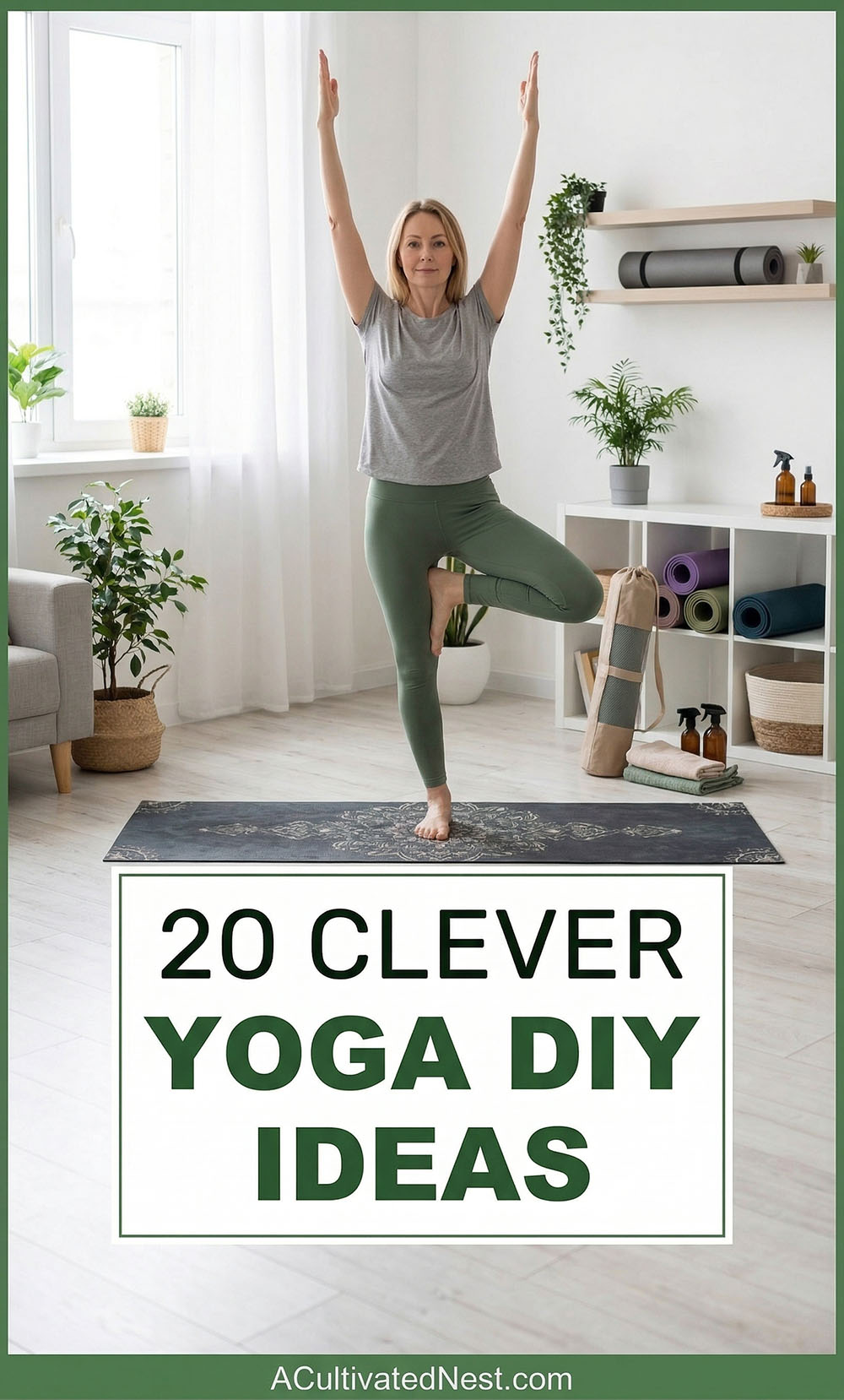 20 Clever Yoga DIY Ideas- Why spend a fortune on boutique yoga gear when you can make your own? Discover clever yoga DIY ideas including wooden mat racks, custom-painted mats, and easy sewing patterns for mat bags. These simple tutorials help you organize your space and elevate your workout without breaking the bank. | #YogaOnABudget #DIYCrafts #HandmadeYoga #FitnessDIY #ACultivatedNest 20 Clever Yoga DIY Ideas- Why spend a fortune on boutique yoga gear when you can make your own? Discover clever yoga DIY ideas including wooden mat racks, custom-painted mats, and easy sewing patterns for mat bags. These simple tutorials help you organize your space and elevate your workout without breaking the bank. | #YogaOnABudget #DIYCrafts #HandmadeYoga #FitnessDIY #ACultivatedNest