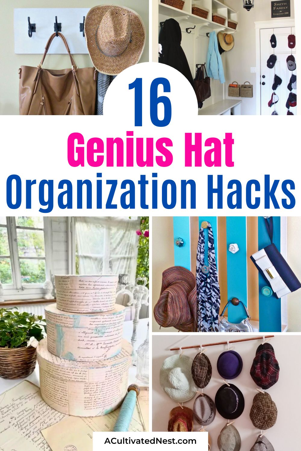 16 Genius Hat Organization Hacks- Turn your hat collection into a beautiful home feature! Show off your style with these genius hat organization hacks that double as decor. Whether you want to create a stunning "hat wall" or need a budget-friendly DIY rack, these creative ideas will help you organize your collection like a pro. | #HatWall #DIYOrganization #BedroomStorage #HatLover #ACultivatedNest 16 Genius Hat Organization Hacks- Turn your hat collection into a beautiful home feature! Show off your style with these genius hat organization hacks that double as decor. Whether you want to create a stunning "hat wall" or need a budget-friendly DIY rack, these creative ideas will help you organize your collection like a pro. | #HatWall #DIYOrganization #BedroomStorage #HatLover #ACultivatedNest