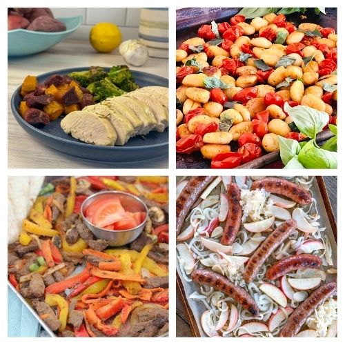 40 Sheet Pan Meals for Pantry Challenge Dinners- Master the art of the "one-pan plan" with flexible sheet pan recipes perfect for busy weeknights! Low prep and zero cleanup- use what you already have in your pantry and freezer to whip up healthy, roasted meals. The ultimate guide to stress-free cooking when you can't make it to the store. | #OnePanMeal #EasyDinner #PantryRecipes #SheetPanRecipes #ACultivatedNest