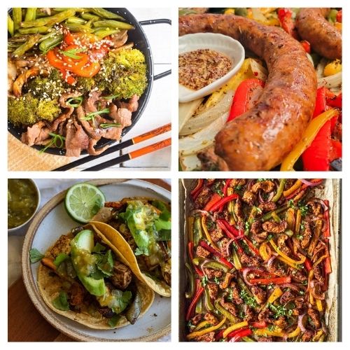 40 Sheet Pan Recipes for Pantry Challenge Dinners- Master the art of the "one-pan plan" with flexible sheet pan recipes perfect for busy weeknights! Low prep and zero cleanup- use what you already have in your pantry and freezer to whip up healthy, roasted meals. The ultimate guide to stress-free cooking when you can't make it to the store. | #OnePanMeal #EasyDinner #PantryRecipes #SheetPanRecipes #ACultivatedNest