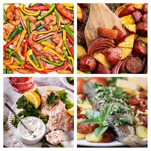 40 Sheet Pan Recipes for Pantry Challenge Dinners- Master the art of the "one-pan plan" with flexible sheet pan recipes perfect for busy weeknights! Low prep and zero cleanup- use what you already have in your pantry and freezer to whip up healthy, roasted meals. The ultimate guide to stress-free cooking when you can't make it to the store. | #OnePanMeal #EasyDinner #PantryRecipes #SheetPanRecipes #ACultivatedNest