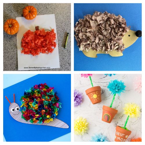 28 Fun and Creative Tissue Paper Crafts for Kids- Looking for a fun, low-prep afternoon activity to keep the kids entertained? These adorable DIY tissue paper crafts are perfect for toddlers and preschoolers! Using simple supplies you already have at home, your little ones can create colorful suncatchers, textured animals, and beautiful window art! | #KidsCrafts #TissuePaperCrafts #PreschoolActivities #EasyCraftsForKids #ACultivatedNest 28 Fun and Creative Tissue Paper Crafts for Kids- Looking for a fun, low-prep afternoon activity to keep the kids entertained? These adorable DIY tissue paper crafts are perfect for toddlers and preschoolers! Using simple supplies you already have at home, your little ones can create colorful suncatchers, textured animals, and beautiful window art! | #KidsCrafts #TissuePaperCrafts #PreschoolActivities #EasyCraftsForKids #ACultivatedNest