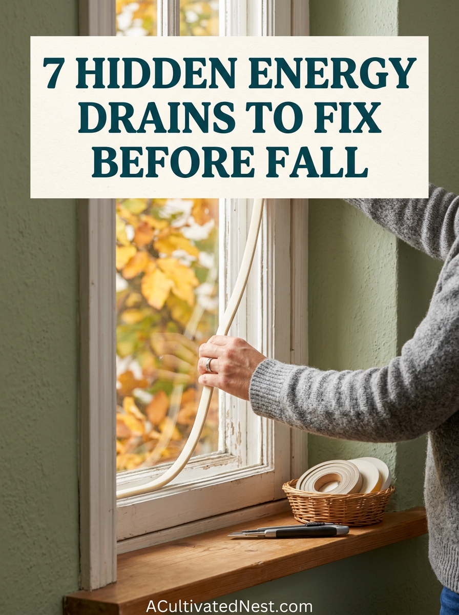 7 Unnoticed Energy Drains to Fix Before Heating Season Hits- Get your home cozy and winter-ready without spending a fortune! These quick, low-cost home maintenance tweaks will seal in warmth and keep your HVAC running efficiently before peak heating season arrives. Perfect for homeowners and renters alike. Click through for the full easy checklist! | #WinterPrep #HomeTips #FrugalLiving #SaveMoney #ACultivatedNest