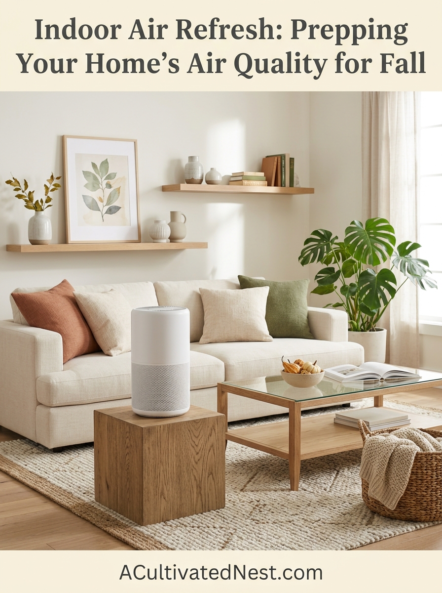 Indoor Air Refresh: Prepping Your Home’s Air Quality for Fall- Simple home maintenance habits for fresh, clean air in every room! Discover easy checks for HVAC filters, air purifiers, and hidden dust traps to eliminate allergens and boost indoor air quality on a budget. | #HealthyLiving #HomeCareTips #CleanHome #AllergyRelief #ACultivatedNest Indoor Air Refresh: Prepping Your Home’s Air Quality for Fall- Simple home maintenance habits for fresh, clean air in every room! Discover easy checks for HVAC filters, air purifiers, and hidden dust traps to eliminate allergens and boost indoor air quality on a budget. | #HealthyLiving #HomeCareTips #CleanHome #AllergyRelief #ACultivatedNest